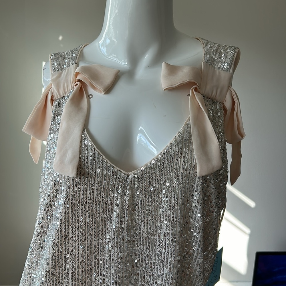 CECE SEQUIN SHIRT TOP BLOUSE SIZE L MSRP $69.00 NWT - Picture 2 of 9